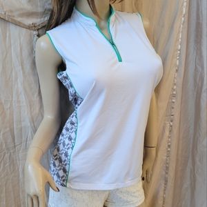 Lady Hagen Golf Polo White Green Sleeveless Tank M